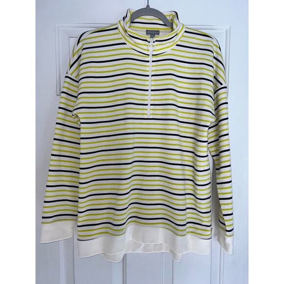 Talbots Stripe Classic French terry half- zip pullover - size M - G19 - Picture 3 of 5